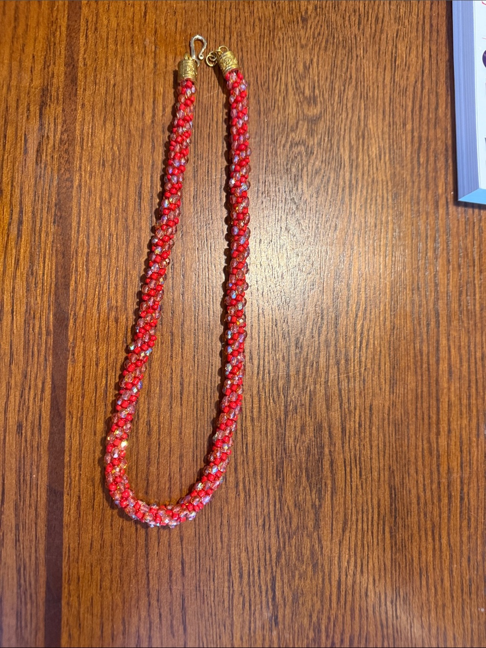 Kumihimo glass beaded necklace